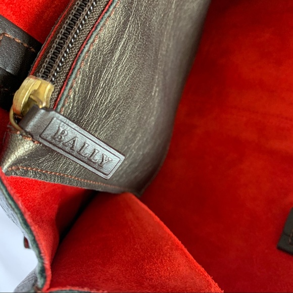 BALLY Brown Metallic Medium Leather Tote - Picture 9 of 11